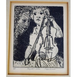 Boy With A Violin (Original Framed Etching)